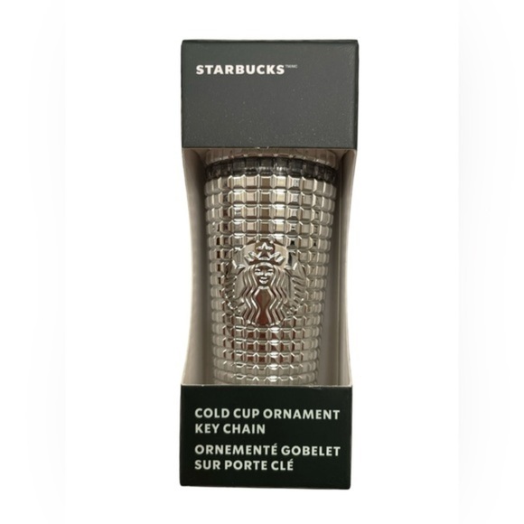 Starbucks Accessories - NEW! Starbucks 2023 Holiday Silver Grid Disco Cold Cup Keychain Ornament!